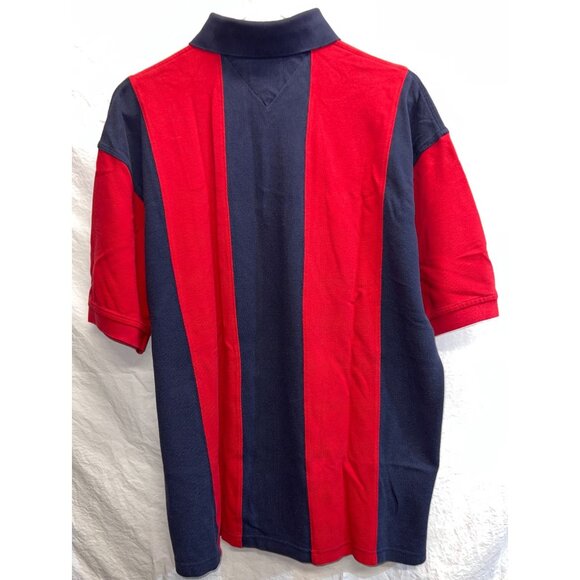 Tommy Hilfiger Mens LARGE Polo Shirt 2-button Front Red and Blue Short Sleeve - Picture 2 of 6